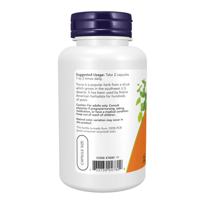 NOW Foods Supplements, Yucca (Yucca spp.) 500 mg, 4:1 Concentrate, Herbal Supplement, 100 Capsules