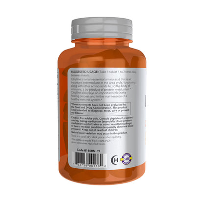 NOW Foods Sports Nutrition, L-Citrulline, Extra Strength 1,200 mg, Amino Acid, 120 Tablets