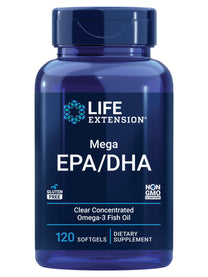 Life Extension Mega EPA/DHA, Omega-3 Fatty acids, Heart & Brain Health, Non-GMO, Gluten-Free, 120 softgels