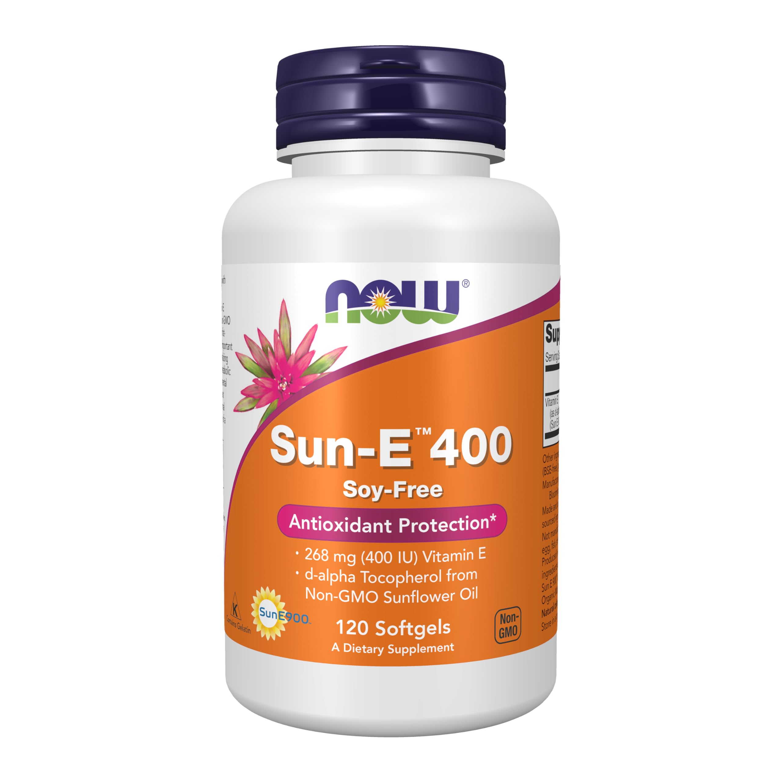 NOW Foods Supplements, Sun-E™ 400 IU with d-alpha Tocopherol from Non-GMO Sunflower Oil, 120 Softgels