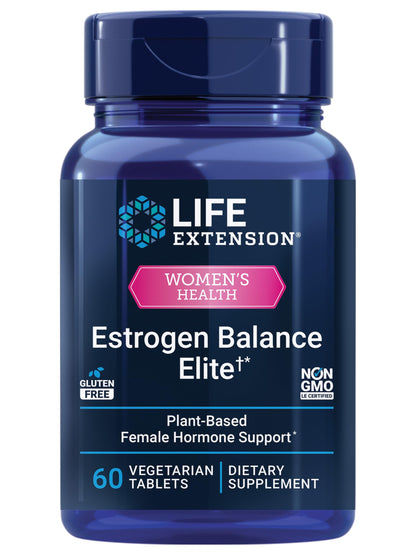 Life Extension Estrogen Balance Elite, Menopause Support Supplement, Hormone Balance, hot Flashes, Night Sweats, Vaginal Dryness, Gluten-Free, Non-GMO, Vegetarian, 60 Tablets.