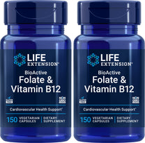 Life Extension BioActive Folate & Vitamin B12, 150 Vegetarian Capsules (Pack of 2), Non GMO, Gluten Free