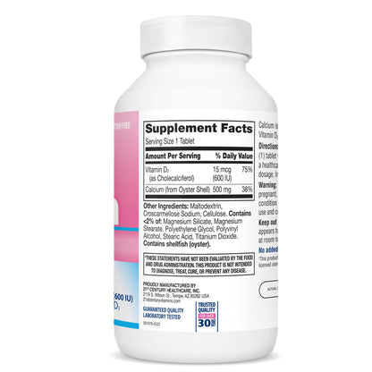 21st Century Calcium 500 Plus Extra D3 Caplets, Bone Health, 400 Count
