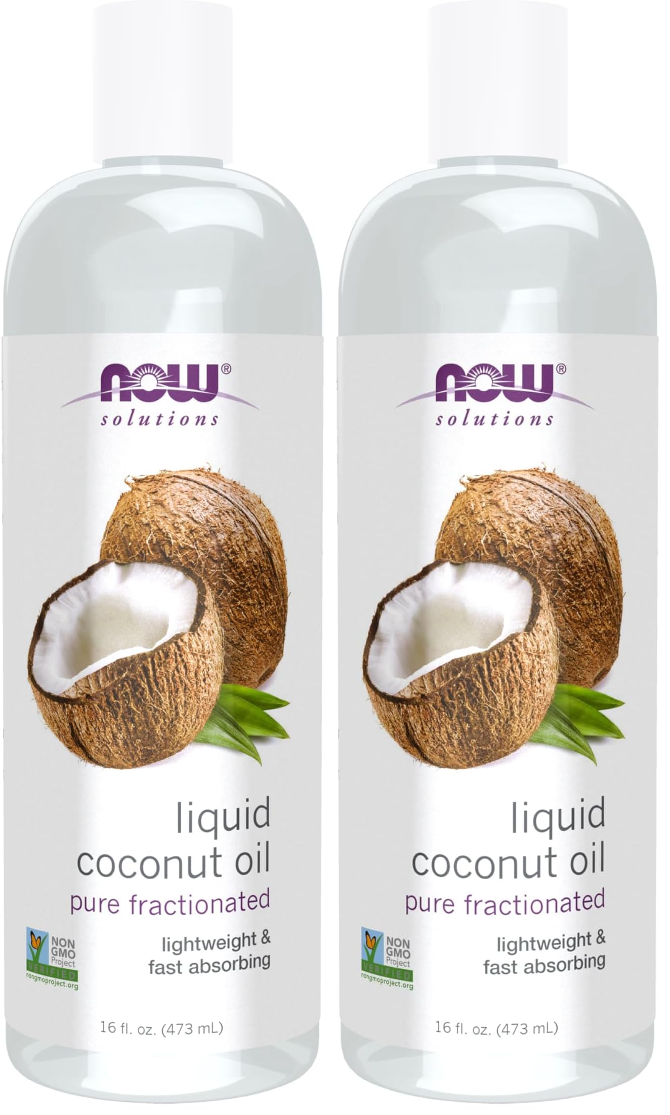 NOW Solutions, Liquid Coconut Oil, Light and Nourishing, Promotes Healthy-Looking Skin and Hair, 16-Ounce (Pack of 2)