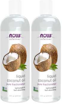 NOW Solutions, Liquid Coconut Oil, Light and Nourishing, Promotes Healthy-Looking Skin and Hair, 16-Ounce (Pack of 2)