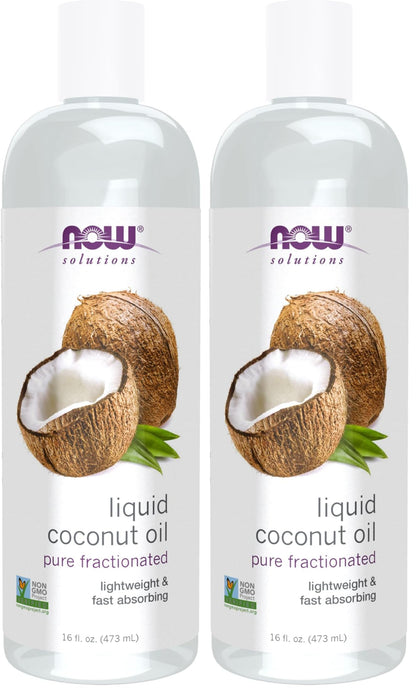 NOW Solutions, Liquid Coconut Oil, Light and Nourishing, Promotes Healthy-Looking Skin and Hair, 16-Ounce (Pack of 2)
