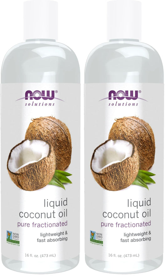 NOW Solutions, Liquid Coconut Oil, Light and Nourishing, Promotes Healthy-Looking Skin and Hair, 16-Ounce (Pack of 2)