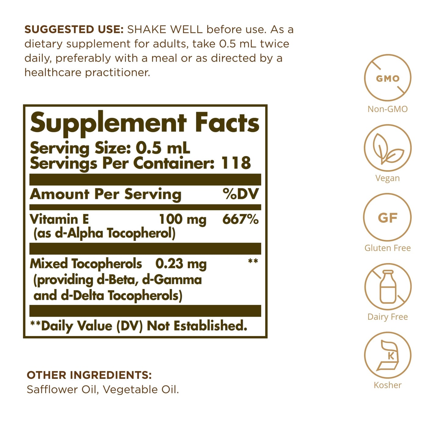 Solgar Liquid Vitamin E (with Dropper), 2 Fl Oz - Overall Health