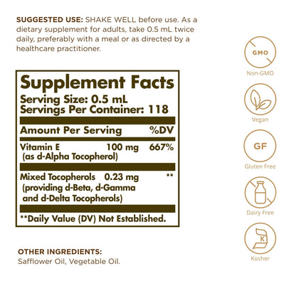Solgar Liquid Vitamin E (with Dropper), 2 Fl Oz - Overall Health
