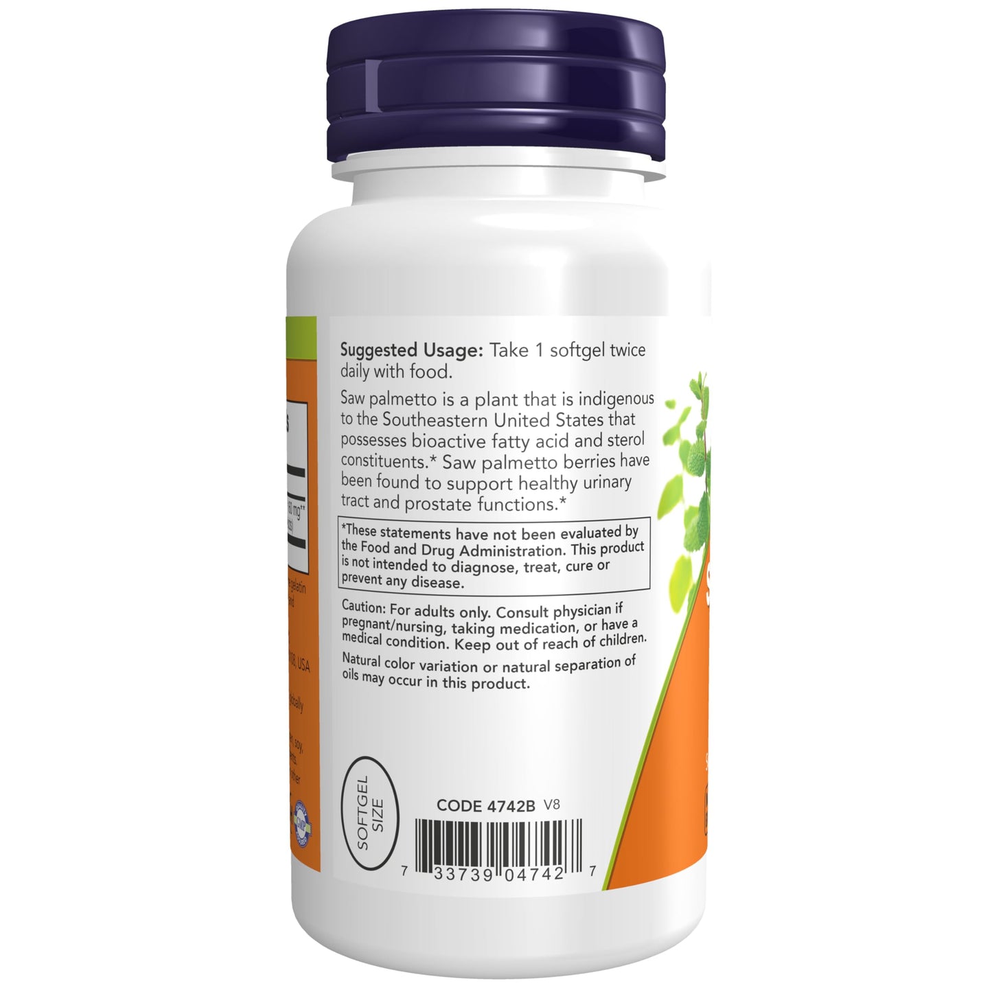 NOW Foods Supplements, Saw Palmetto Extract (Serenoa repens) 160 mg, Men's Health*, 120 Softgels
