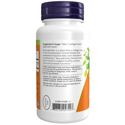 NOW Foods Supplements, Saw Palmetto Extract (Serenoa repens) 160 mg, Men's Health*, 120 Softgels