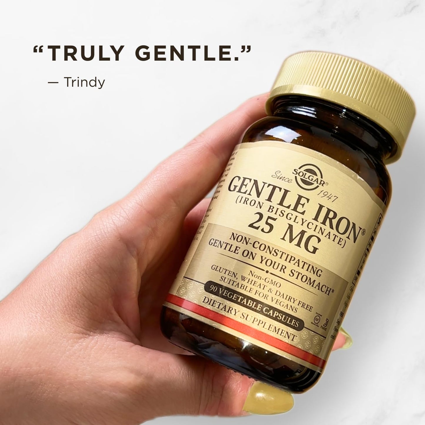 Solgar Gentle Iron 25mg, 90 Vegetable Capsules - Gentle on Stomach