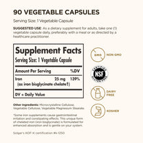 Solgar Gentle Iron 25mg, 90 Vegetable Capsules - Gentle on Stomach