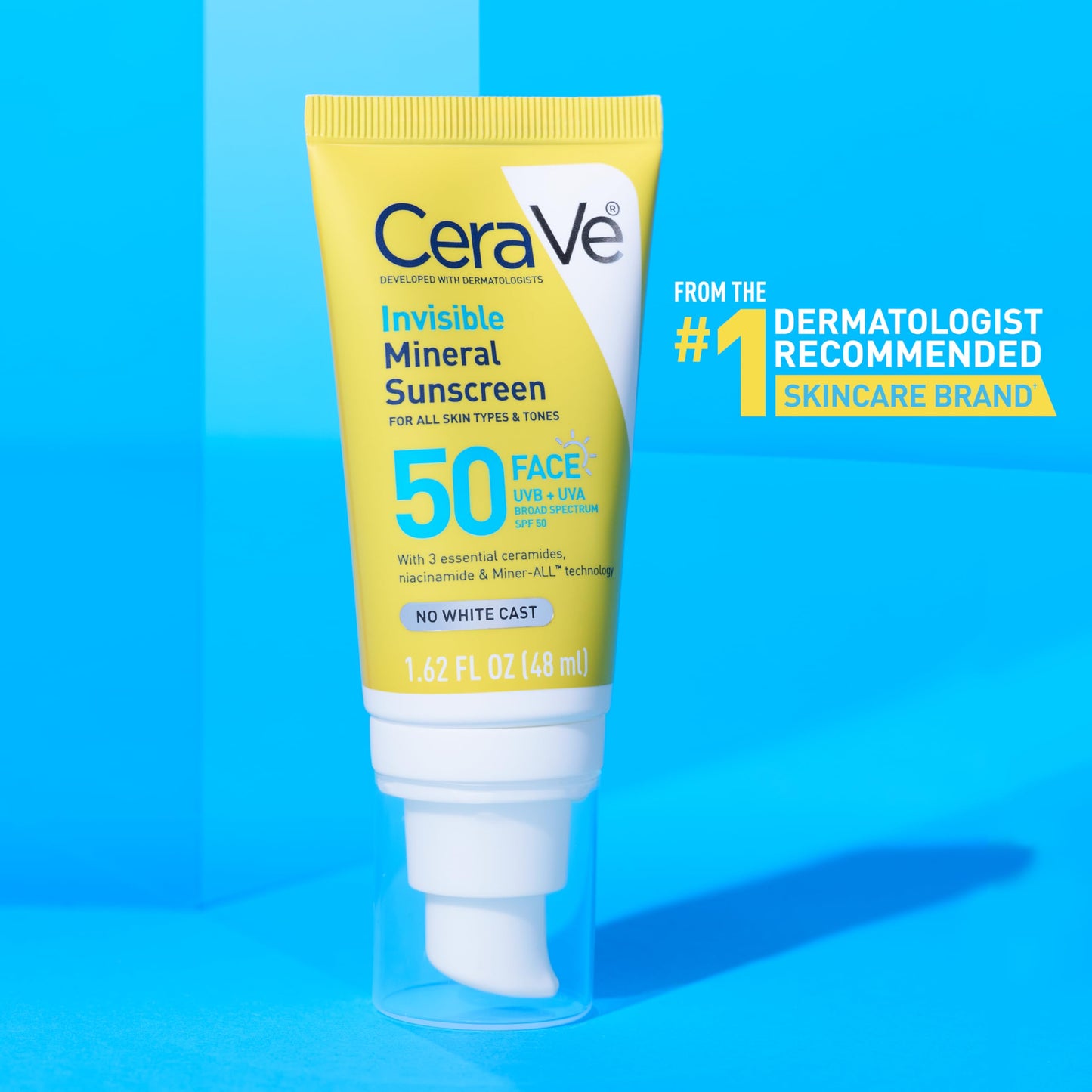 CeraVe Invisible Mineral Sunscreen SPF 50 Face Sunscreen, 1.7oz