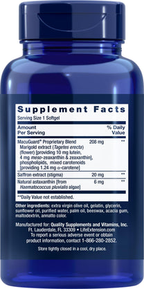 Life Extension MacuGuard 90 softgels (Pack of 2) with Saffron & Astaxanthin