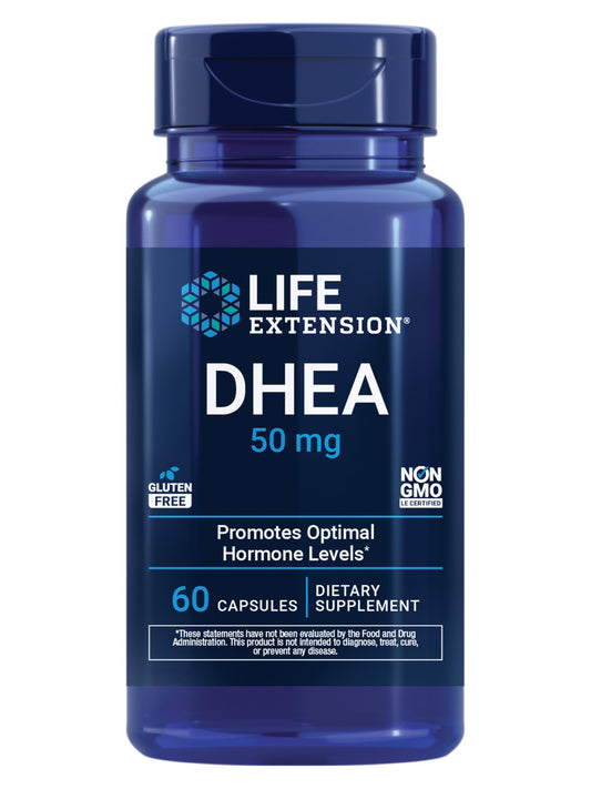 Life Extension DHEA 50 mg – Hormone Balance Supplement, Memory, Muscle Mass and Bone Density Support, Healthy Sex Drive, Gluten-Free, Non-GMO, 60 Capsules