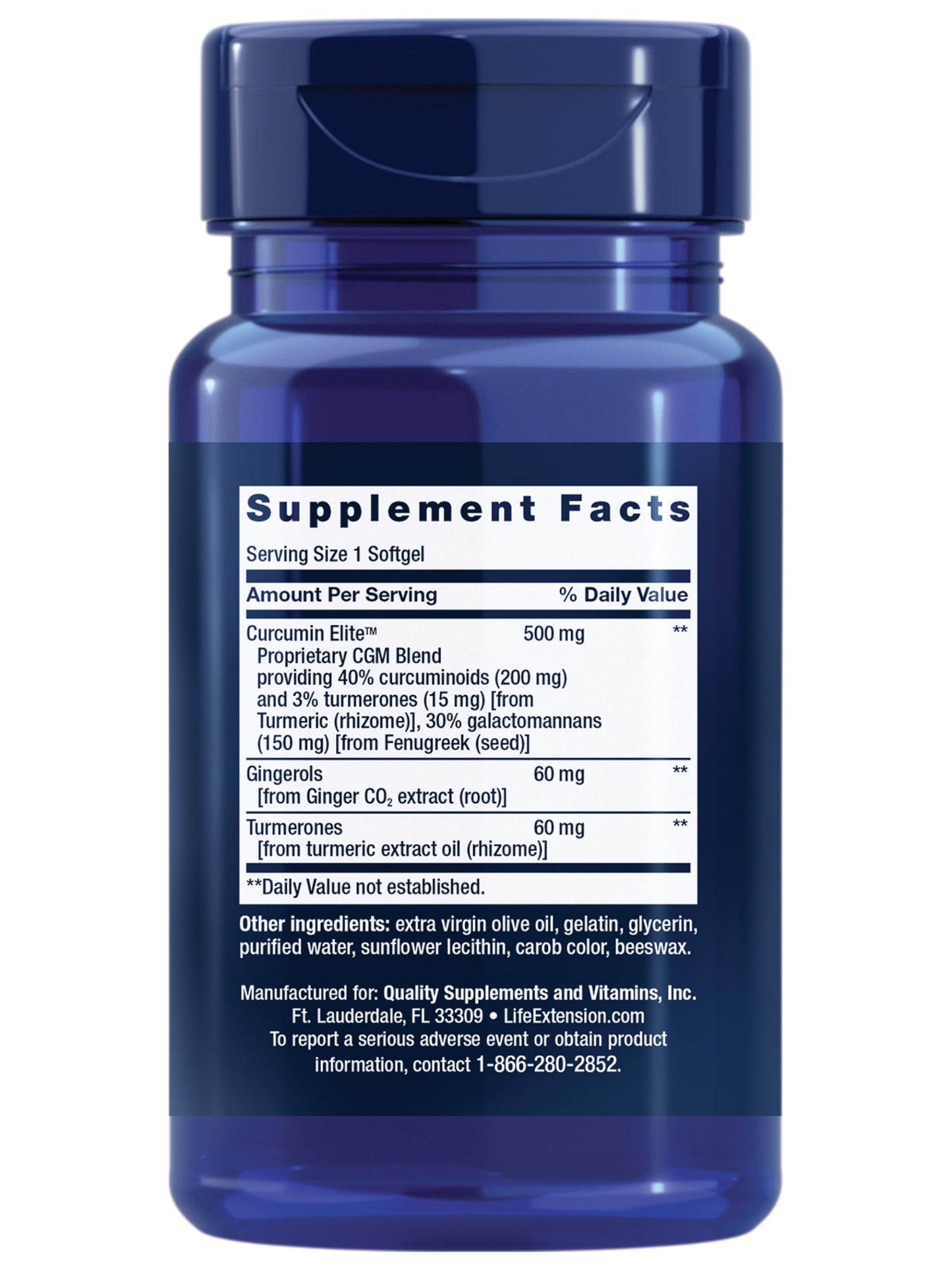 Life Extension Advanced Curcumin Elite Turmeric Extract, Ginger & Turmerones – for Inflammation Health Support and Cardiovascular & Brain Health – Gluten-Free, Non-GMO – 30 Softgels
