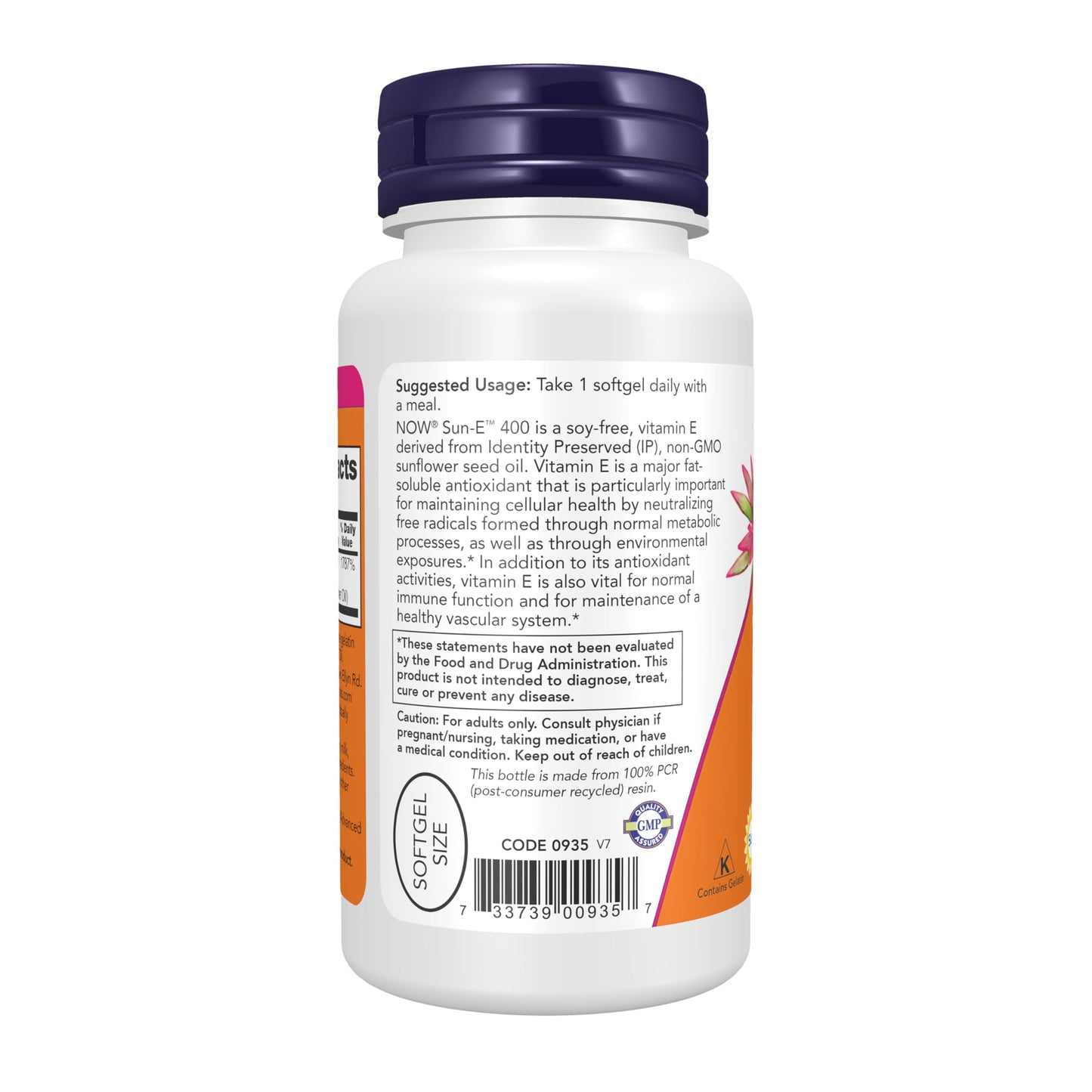 NOW Foods Supplements, Sun-E™ 400 IU with d-alpha Tocopherol from Non-GMO Sunflower Oil, 60 Softgels