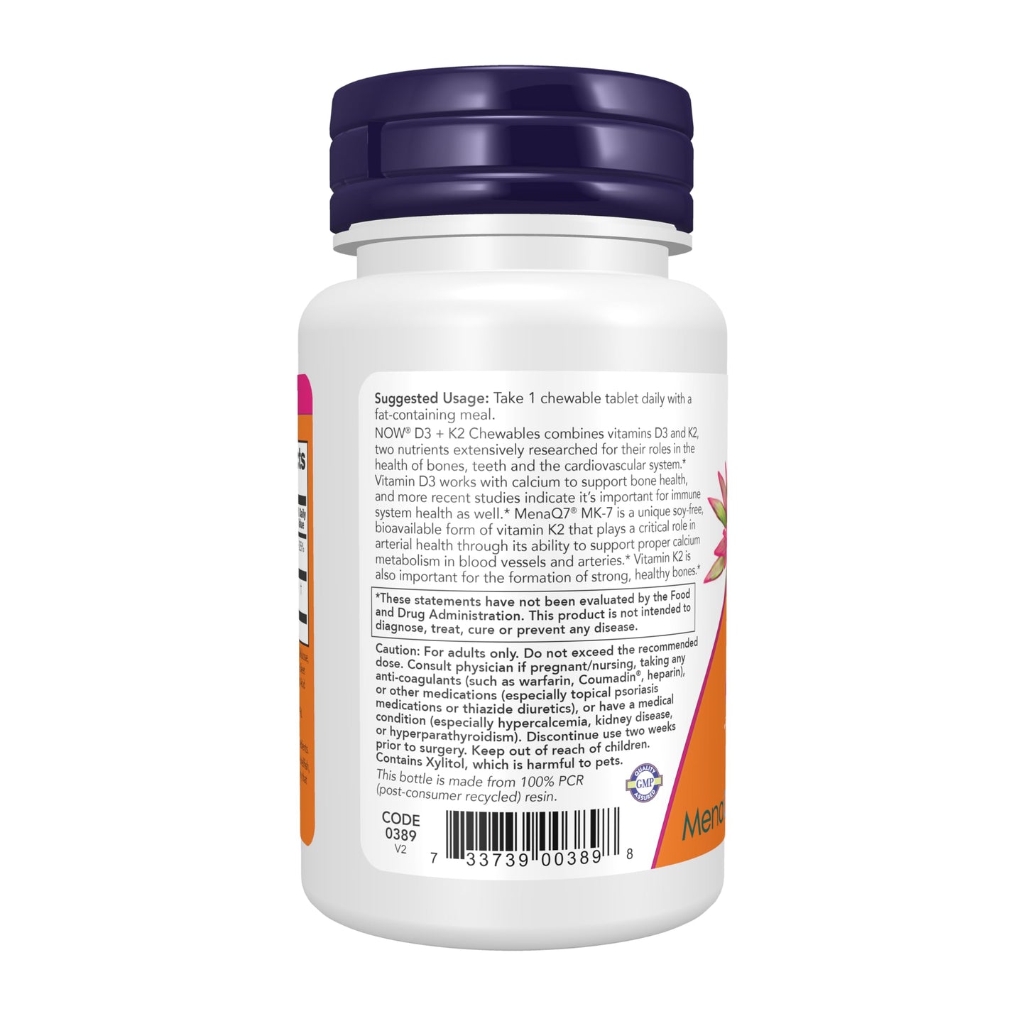 Now Supplements, D3 K2 Chewables, 90 Chewables Tablets