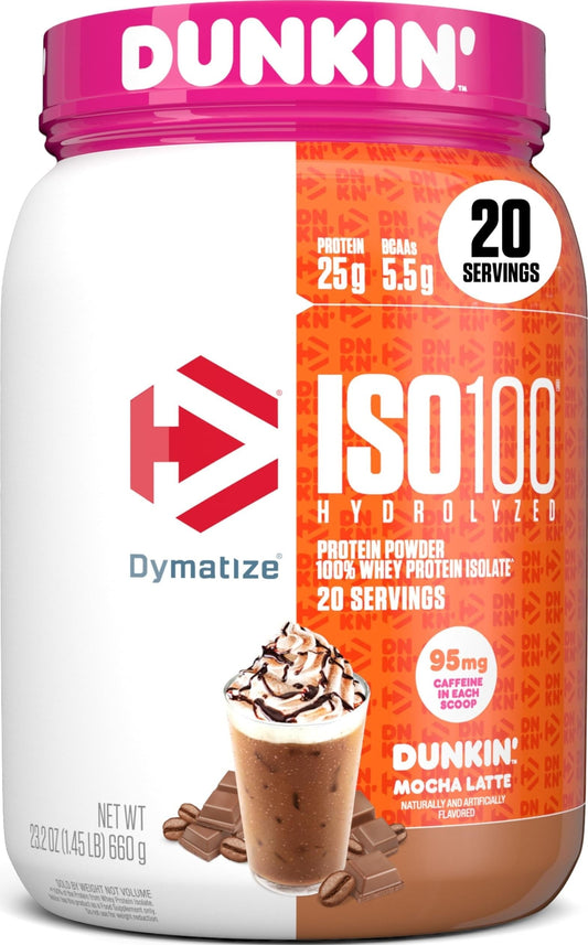 Dymatize ISO100 Protein Powder +Energy, 100% Whey Isolate, Mocha Latte