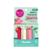 eos 100% Natural & Organic Lip Balm Sticks- Strawberry Sorbet, Vanilla Bean, Sweet Mint & Pomegranate Raspberry, Lip Care Products, 0.14 oz, 4-Pack