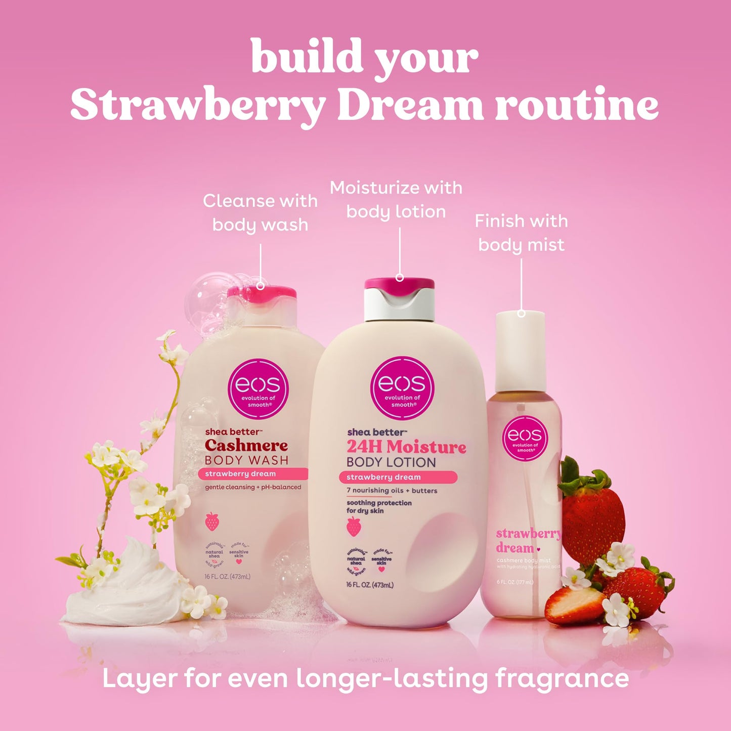 eos Cashmere Body Mist- Strawberry Dream, Body Spray for Women, 6 fl oz