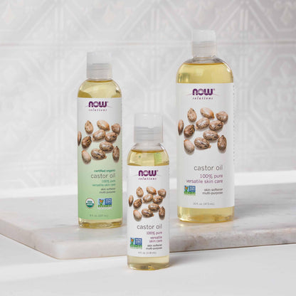 NOW Foods Solutions, Castor Oil, 100% Pure Versatile Skin Care, Multi-Purpose Skin Softener, 4-Ounce
