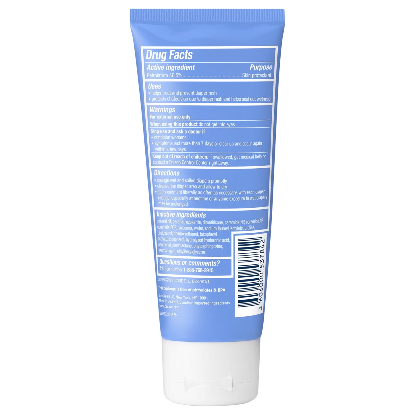 CeraVe Diaper Rash Cream, Baby Healing Ointment with Vitamin E, 3oz
