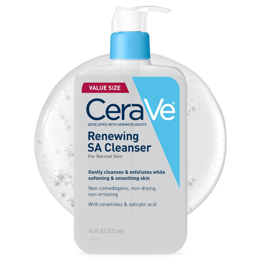 CeraVe Renewing Salicylic Acid Cleanser, BHA Exfoliating Face Wash, 16oz