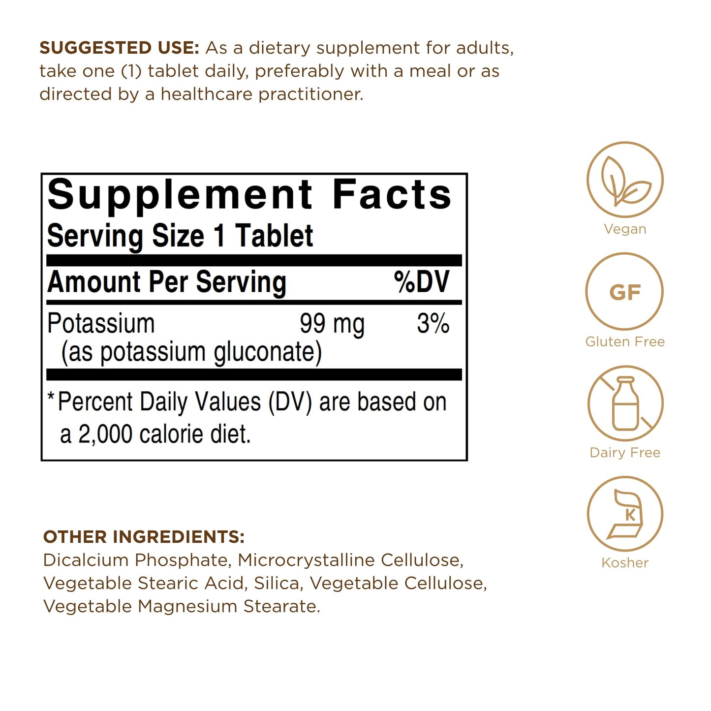Potassium Gluconate Solgar 100 Tabs