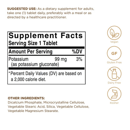 Potassium Gluconate Solgar 100 Tabs