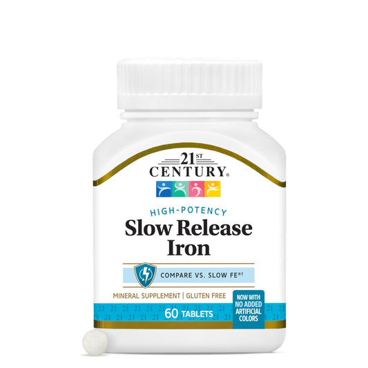 21st Century Slow Release Iron 45mg Tablets, Gentle on Stomach, 60 Count