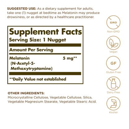 Melatonin 5mg Nuggets Solgar 60 Tabs