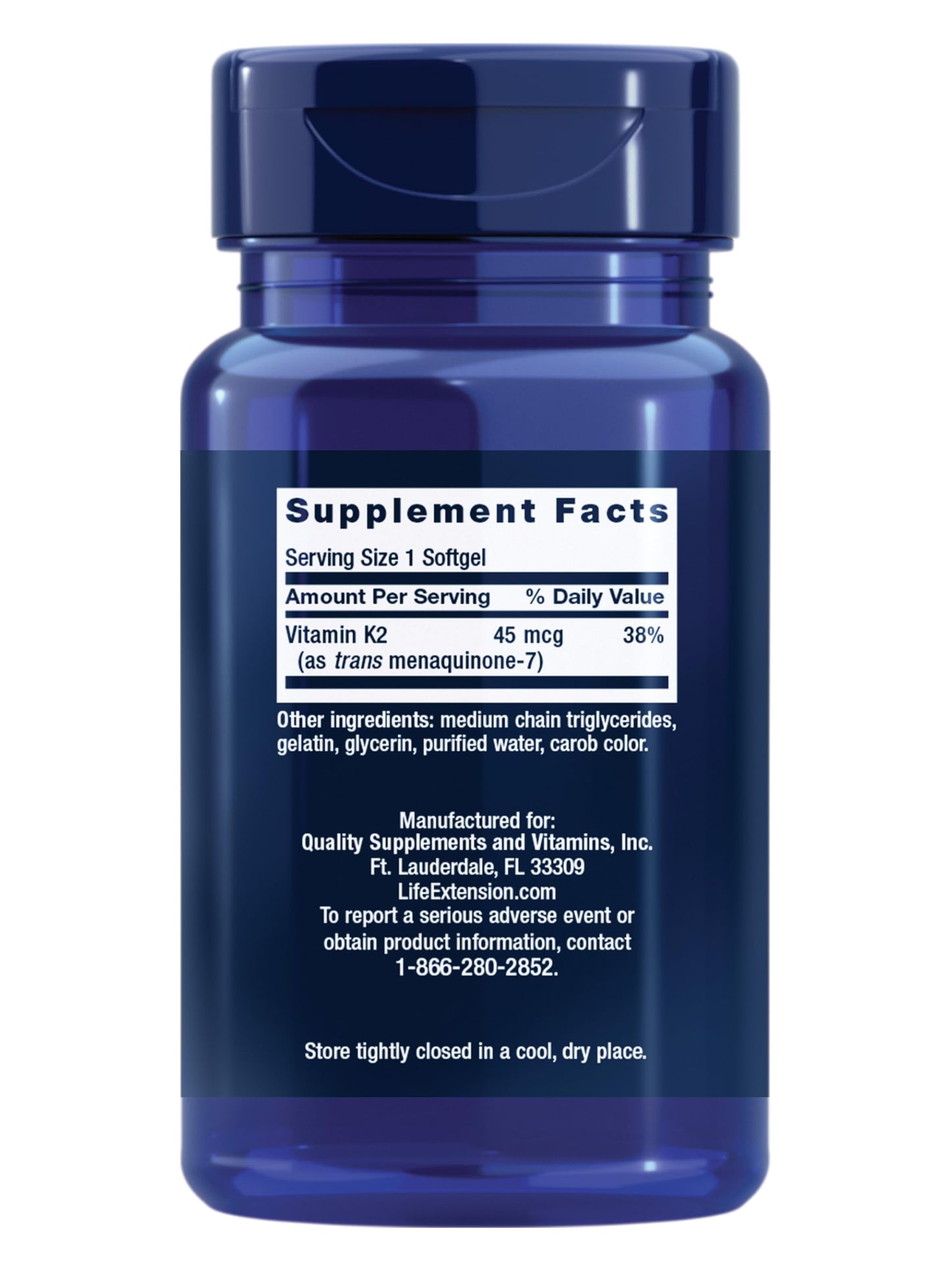 Life Extension Low Dose Vitamin K2 – Supports Arterial Health – Non-GMO, Gluten-Free – 90 Softgels