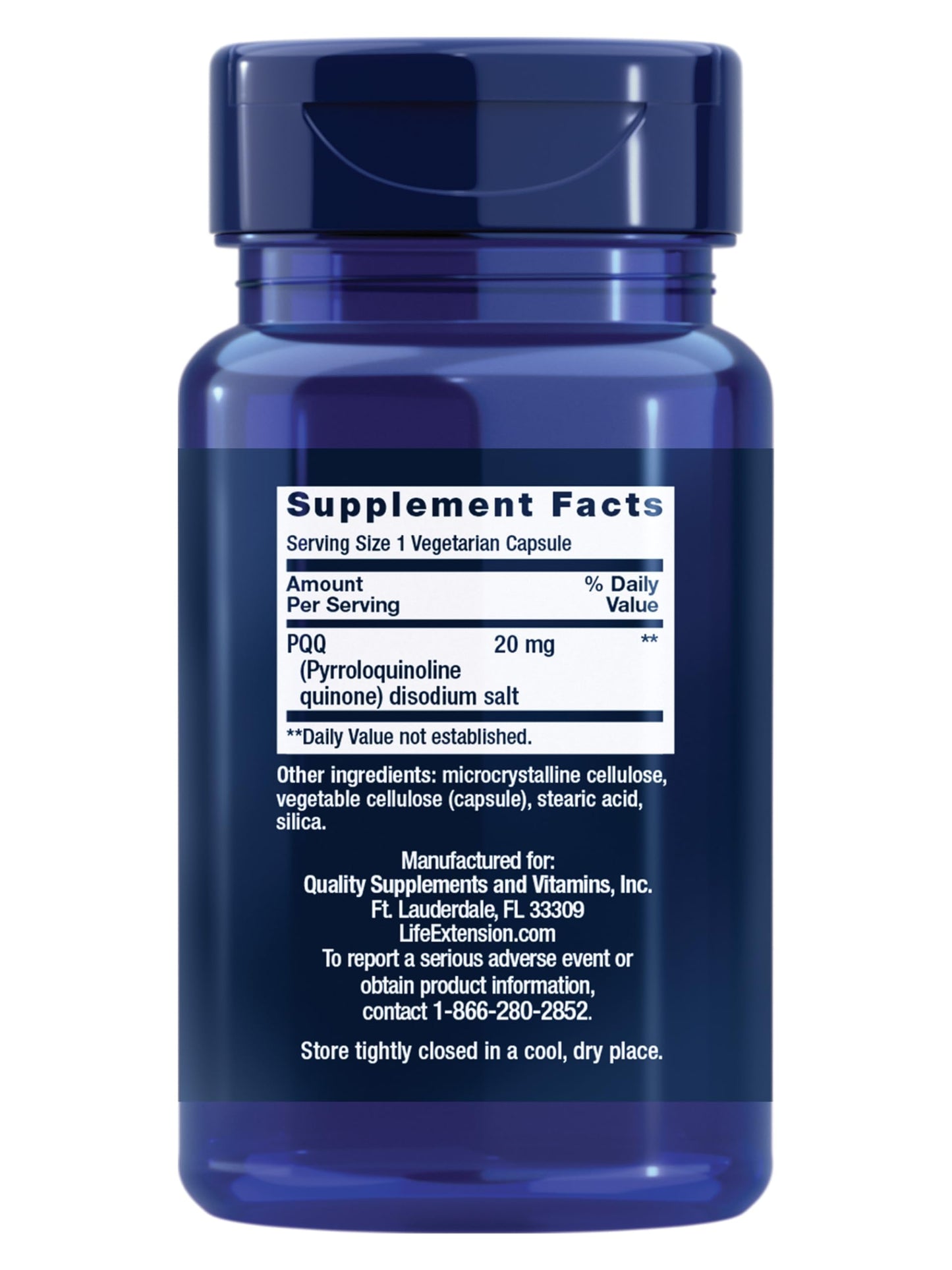 Life Extension PQQ, pyrroloquinoline Quinone, 20 mg, Promotes The Growth of New Mitochondria, Gluten-Free, Non-GMO, Vegetarian, 1 Daily, 30 Capsules