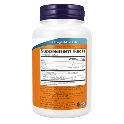 NOW Foods Supplements, Tri-3D Omega™, Triglyceride Form of Omega-3 Fish Oil + Vitamin D-3, Molecularly Distilled, 90 Softgels