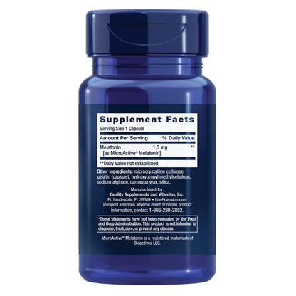 Life Extension Melatonin IR/XR, 1.5 mg, immediate- and Extended-Release Formula for Optimal Sleep Support, Healthy circadian Rhythms, Cellular Defense, Gluten-Free, Non-GMO, 60 Capsules