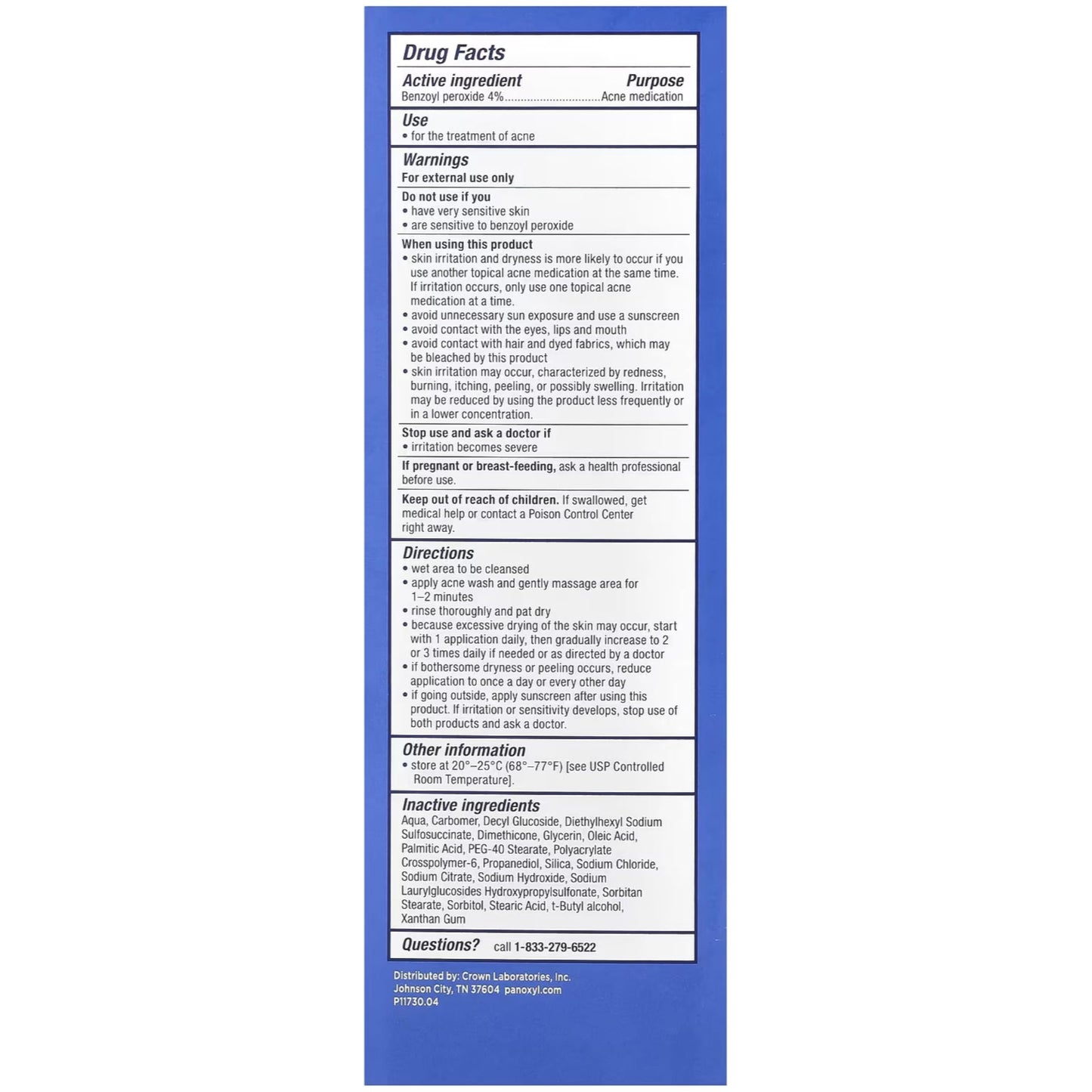 PanOxyl 4 Acne Creamy Wash, 4% Benzoyl Peroxide 6 oz (Pack of 12)