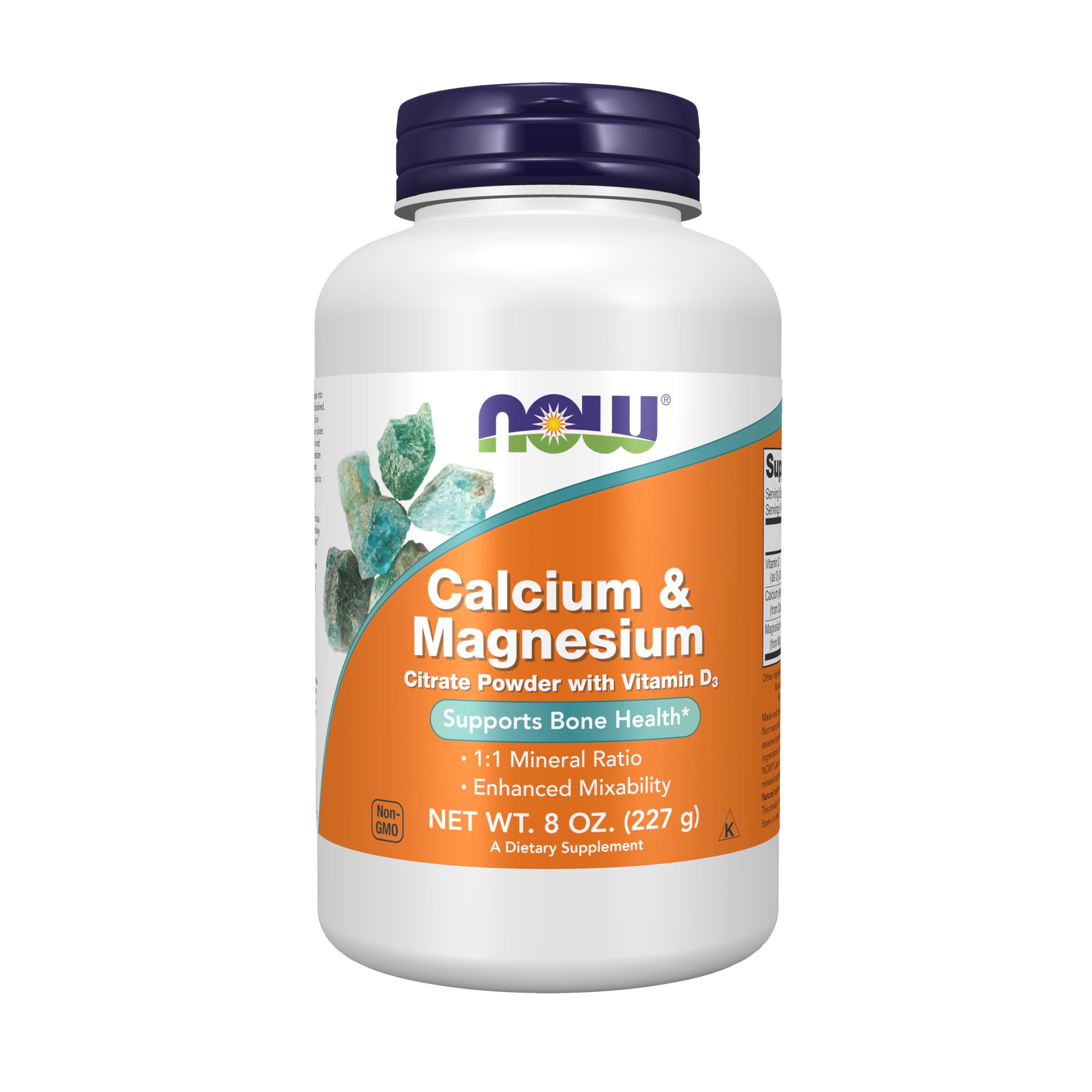 NOW Foods Supplements, Calcium & Magnesium Citrate Powder with Vitamin D3, Supports Bone Health*, 8-Ounce
