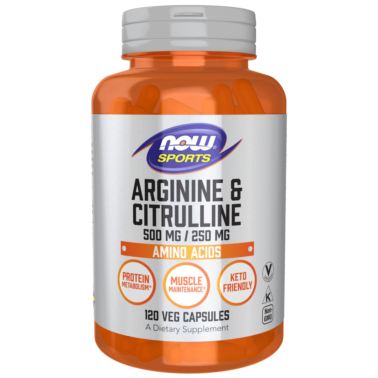 NOW Sports, Arginine & Citrulline 500 mg/ 250 mg, Amino Acids, 120 Veg Caps