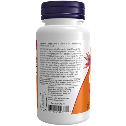 NOW Foods Supplements, Vitamin C-500 with Rose Hips, Antioxidant Protection*, 100 Tablets