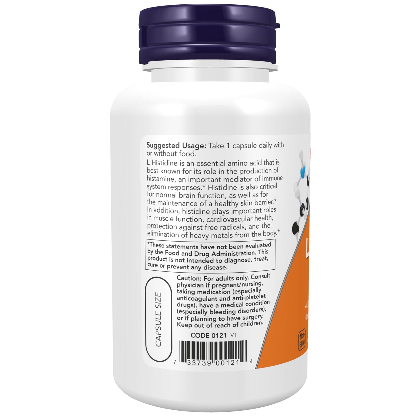 Now Supplements, L-Histidine 600 mg, Essential Amino Acid, Critical for Normal Brain Function*, Immune System Support*, 60 Veg Capsules
