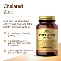 Solgar Chelated Zinc, 100 Tablets - Zinc for Healthy Skin - 100 Servings