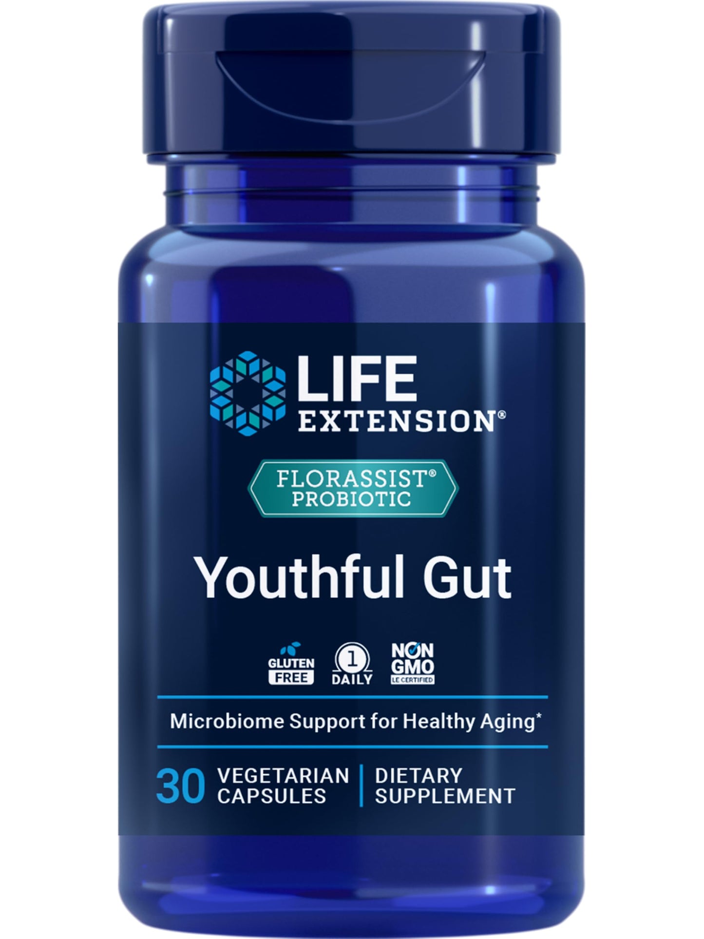 Life Extension FLORASSIST® Probiotic Youthful Gut, Healthy Aging Supplement, postbiotic and probiotic Blend, Heart and Gut Health, Non-GMO, 1-Daily, Gluten-Free, Vegetarian, 30 Capsules