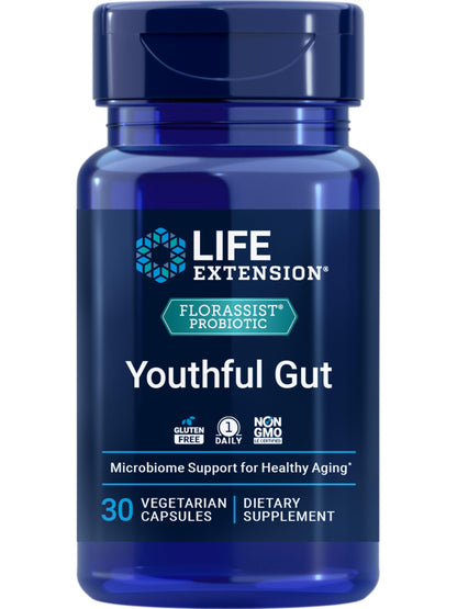 Life Extension FLORASSIST® Probiotic Youthful Gut, Healthy Aging Supplement, postbiotic and probiotic Blend, Heart and Gut Health, Non-GMO, 1-Daily, Gluten-Free, Vegetarian, 30 Capsules