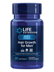 Life Extension Hair Growth for Men, ActriSave® Prickly pear and Black Rice, VI-SPO® Saw Palmetto, Supports Hair Growth, Fullness and Density, Non-GMO, 1-Daily, Gluten-Free, 30 softgels