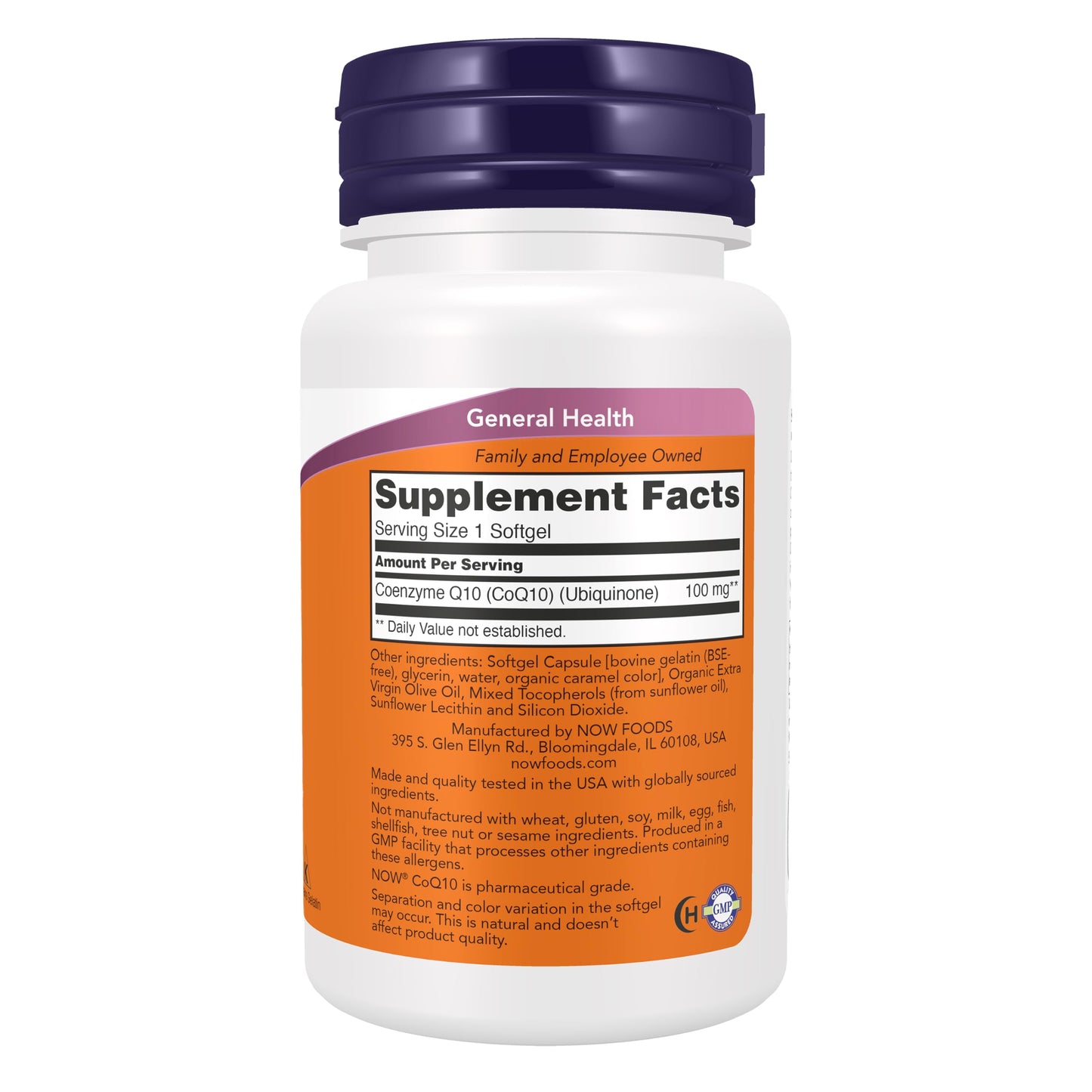 NOW Supplements, CoQ10 (Coenzyme Q10) 100 mg, Pharmaceutical Grade, Cardiovascular Health*, 50 Softgels
