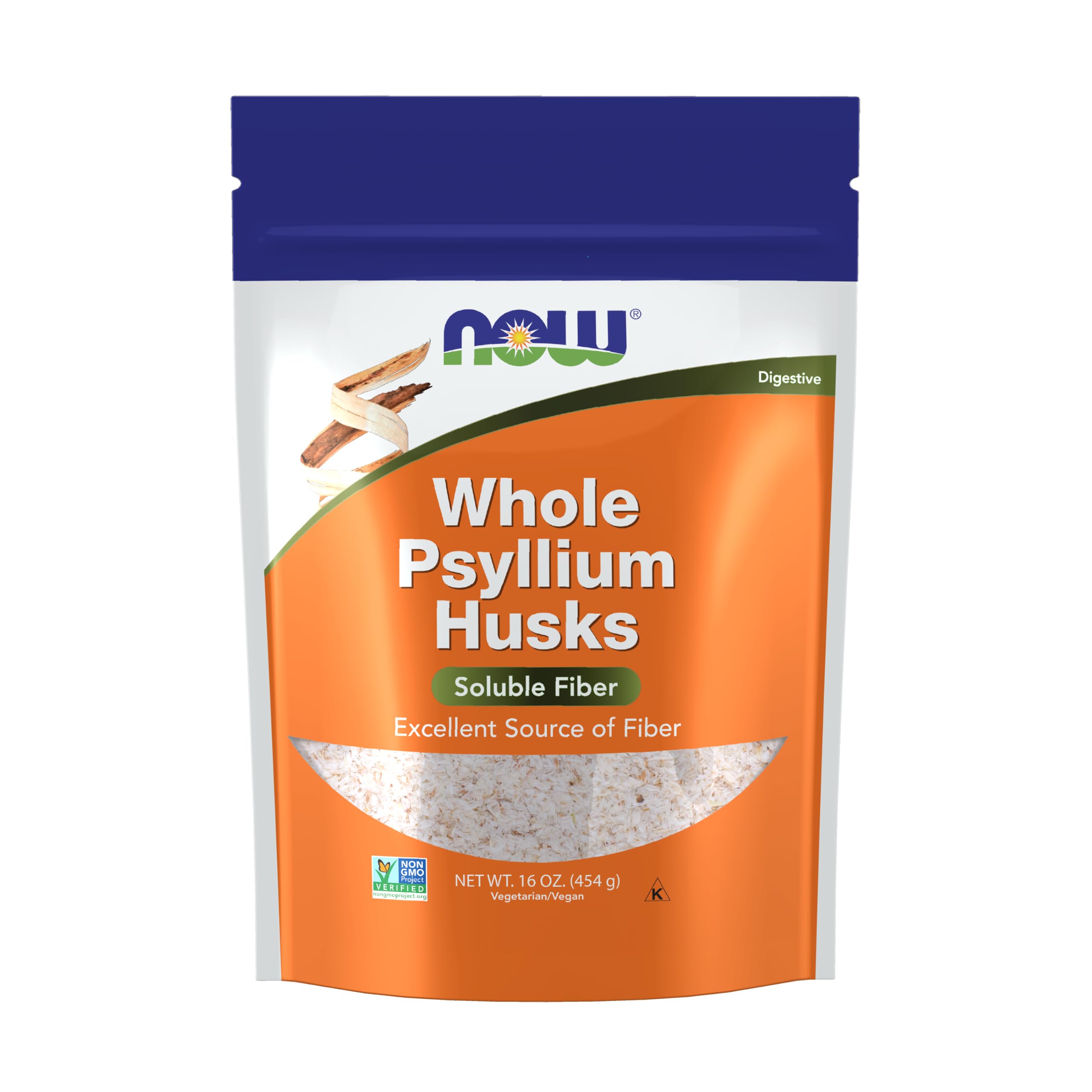 NOW Foods Supplements, Whole Psyllium Husks, Non-GMO Project Verified, Soluble Fiber, 16-Ounce