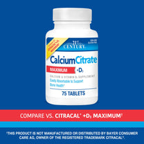21st Century Calcium Citrate Plus D Maximum Caplets, 75 Count