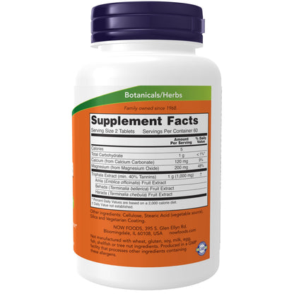 NOW Foods Supplements, Triphala 500 mg, Combination of Harada, Amla and Behada, 120 Tablets